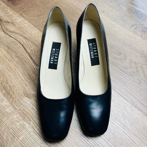 Stuart Weitzman | Square Toe Navy Heels Sz 7.5. Heel height 2.5”. - Picture 2 of 9